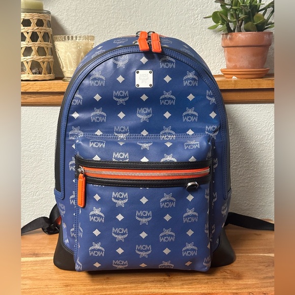 MCM Handbags - MCM Blue Visetos Reflective Nylon and Canvas Resnick Backpack